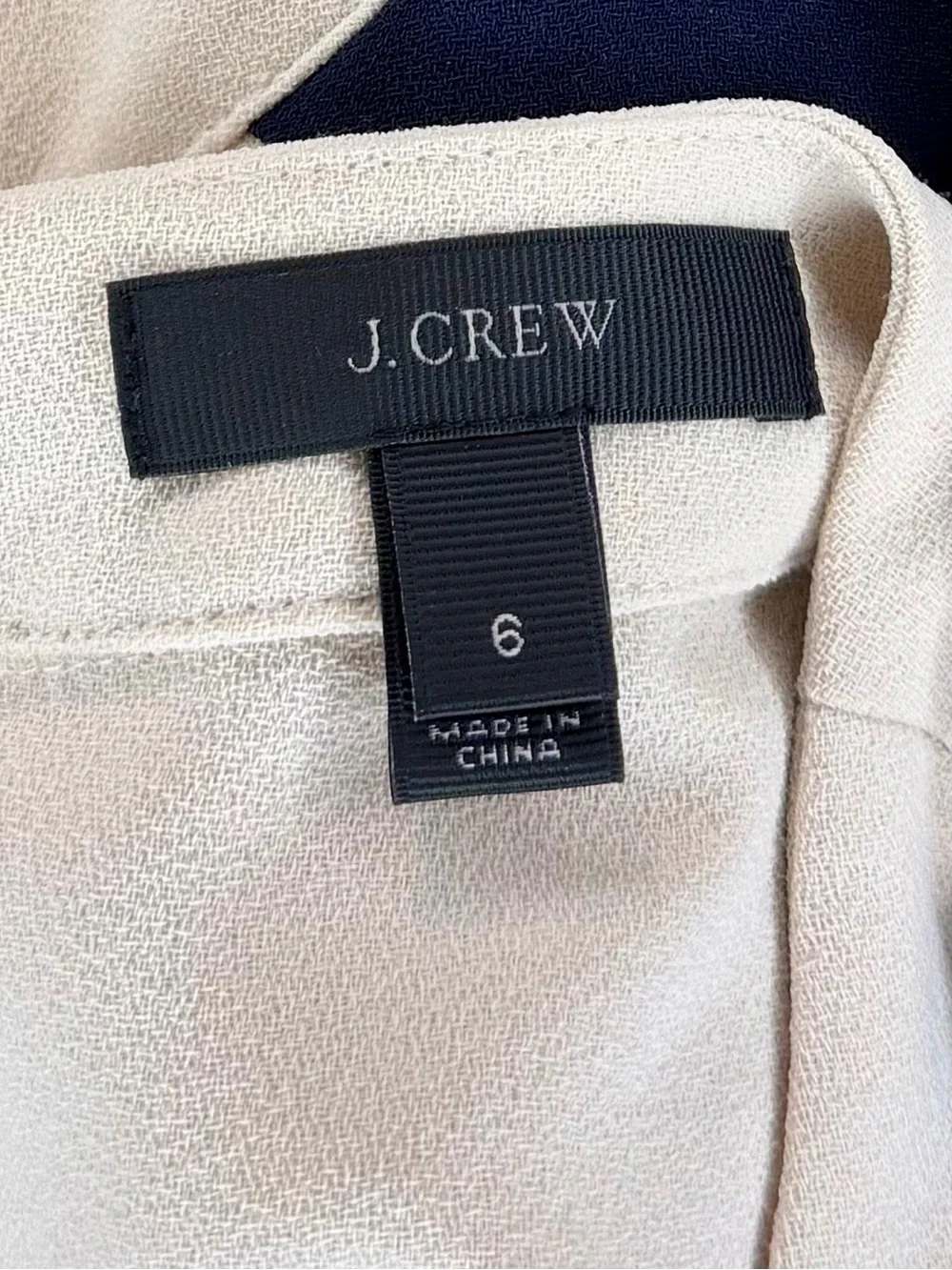 J. Crew Cream and Navy Short Sleeve Colorblock Top Size 6
